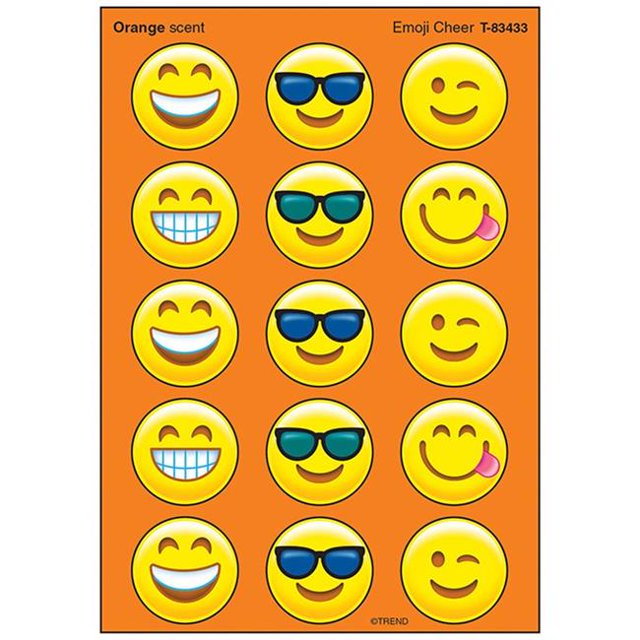 Trend Enterprises T-83433-6 Emoji Cheer Autocollants Puants, Grand - Rond - Lot de 6