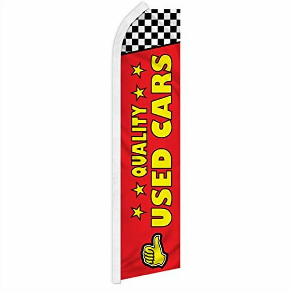 Quality Used Cars Red Swooper Feather Flag - Great for Dealerships and Car Lots