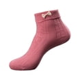 thumbnail image 1 of Sonducket 1 par de calcetines de mujer, calcetines decorativos de algodón con lazo en los tobillos, calentador de pies informal de Color sólido, Medias Rosado Sonducket AP013614-04, 1 of 6
