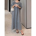 thumbnail image 3 of sicmoss Women's Casual Gingham Loose-Fit Swing Dress Cotton Lantern Puff Sleeve Plaid Midi Long Dress., 3 of 7
