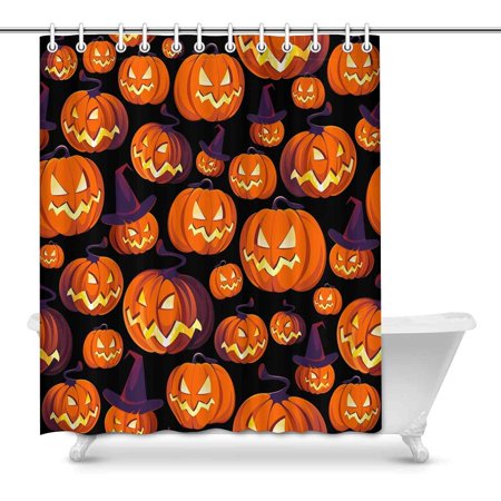 Pop Halloween Pattern Pumpkins Shower Curtain Bathroom Sets Home