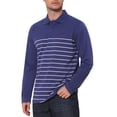 thumbnail image 5 of INSPIRE CHIC Men's Casual Long Sleeves Contrast Striped Golf Polo T-Shirts S Navy Blue, 5 of 6