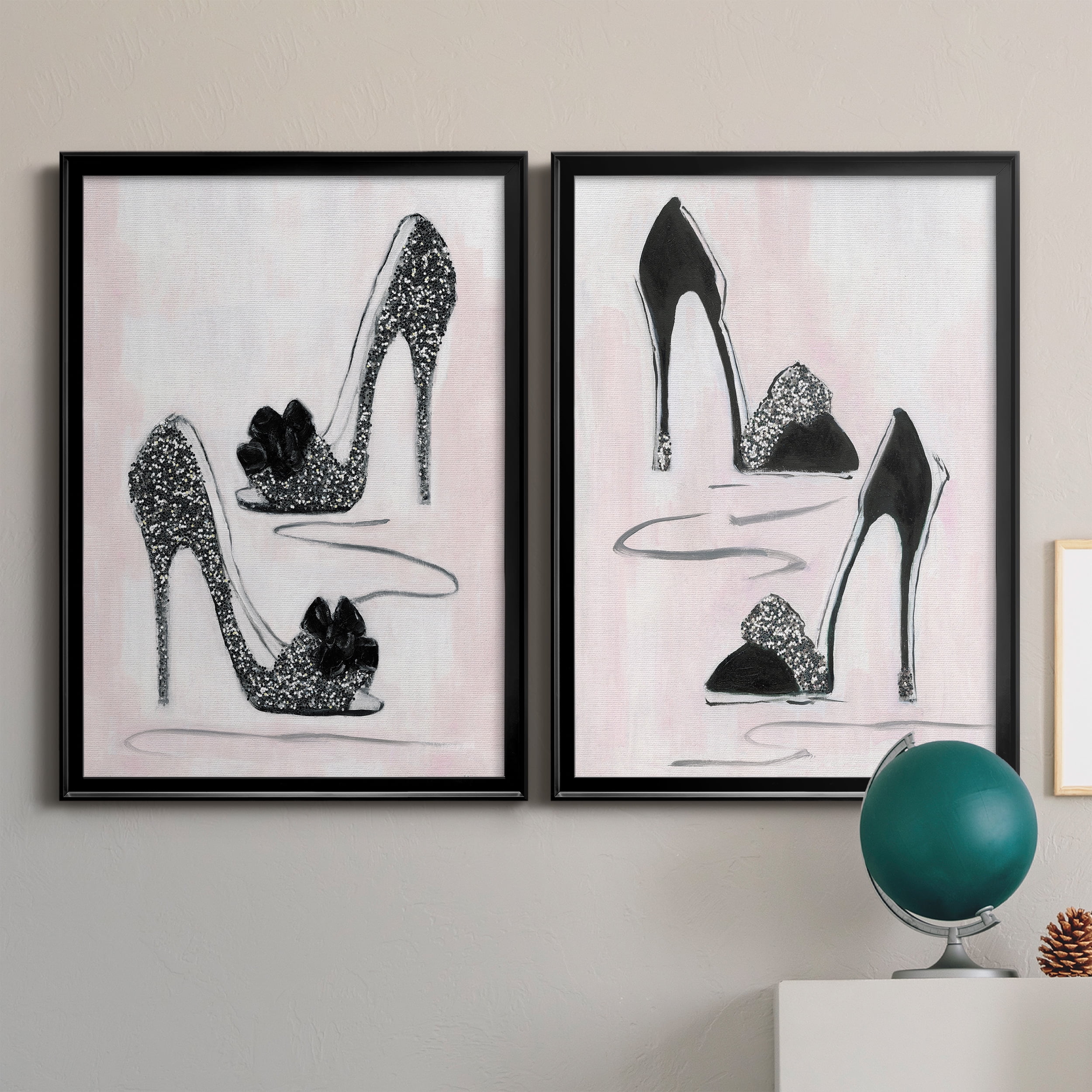 2 Piece Set Shoes That Dazzle I Premium Framed Canvas - Ready to Hang - 26.5 x 36.5 Each - Black Frame