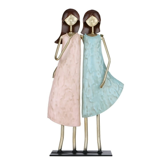 Leyfeng Sister Statue Fashion Iron Decoration Living Room Cabinet and Desk Ornament Warm Home Decoration Gift for Sister Friendship