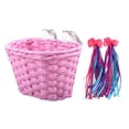 thumbnail image 2 of S SERENABLE Bike Basket Detachable with 2 Ribbons Front Basket for Picnic Riding Pink Basket, 2 of 9