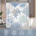 thumbnail image 2 of SUNOLIFE Teal Coastal Shower Curtain,Nautical Ocean Beach Theme Coral Fabric Bathroom Curtain,72x72 in, 2 of 10
