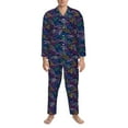 thumbnail image 3 of Sikiie Cute Line Fish Mens Pajama Set, Soft Warm Long Sleeve Sleepwear, Cozy Button-Down Pjs for Men-X-Large, 3 of 7