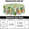 thumbnail image 3 of Pineapple Tablecloth Round 60 Inch Summer Fruit Floral Green and White Stripes Table Cloth Circular Palm Leaves and Flower Table Cover Washable Wipeable Polyester Tabletop for Dining Kitchen Decor, 3 of 6