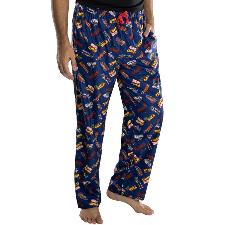 Marvel Comics Mens Superhero Logo Titles Loungewear Adult Pajama
