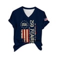 thumbnail image 3 of NMMUED Women's 250 Years Patriotic Shirts 4th of July Tops V Neck Vintage American Flag Graphic Tees Independence Day Summer Casual Short Sleeve T-shirts Holiday Outfits Navy M, 3 of 9