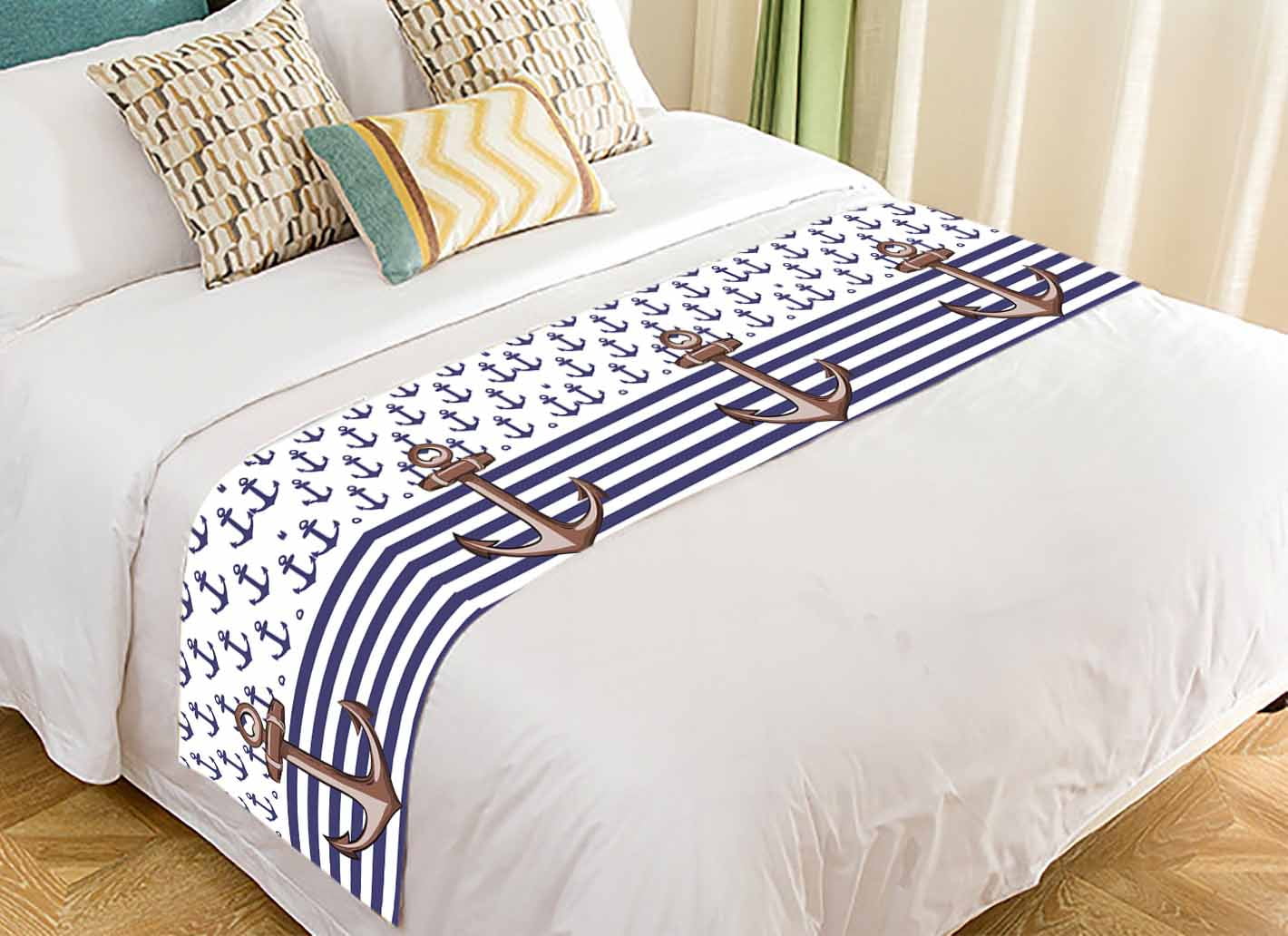 PKQWTM Nautical Marine Anchor Knots Yacht Square Bed ...