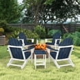 thumbnail image 4 of Aoodor Outdoor Patio Chair, HDPE Folding Adirondack Chair, 32" x 21.6" x 37", Blue and White, 4 of 9