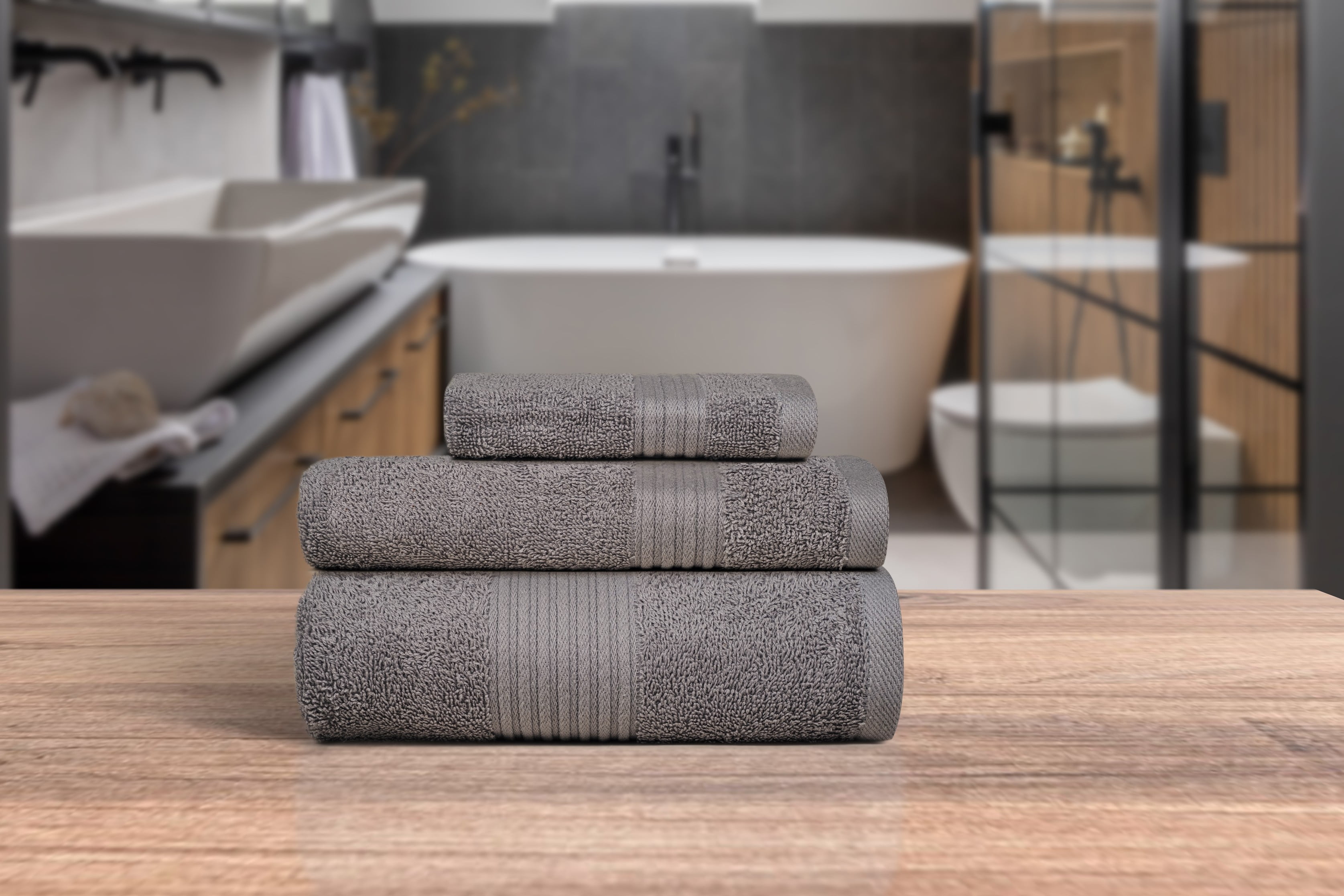 Dewall Maisons Luxurious 18-Piece Dark Grey Towel Set For Complete Bath Experience - Ultra-Soft 100% Cotton - Includes 4 Bath Towels, 6 Hand Towels, 8 Washcloths - Ideal For Daily Use