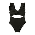 thumbnail image 2 of Shachafan Girls Piece Swimsuit Floral Lace Trim Solid Color Bathing For Toddler Kids Beach Pool Water Play Kids Swimwear for Girls, 2 of 7