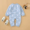 thumbnail image 4 of HNMKIU Combinaison Tricotée en Tricot à Manches Longues Printemps Automne Décontractée Confortable Douce Lapin Adorable Mignonne à la Mode Col Ras du Cou à Boutons-Pression Vêtements pour Garçon Fille Bleu Pâle,6-12 Mois, 4 of 6