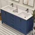 thumbnail image 5 of Ayna Decors Rooh 60 Inch Navy Blue Vanity Cabinet with Sink and Faucet in Brushed Nickel Hardware - Quartz Countertop, 5 of 10