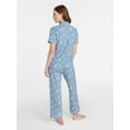 thumbnail image 3 of Joyspun Women's Dreamy Soft Collection Notch Collar Top and Capri Pants Pajama Set, 2-Piece, Sizes XS-3X, 3 of 5