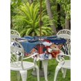 thumbnail image 2 of Outdoor Tablecloth with Umbrella Hole and Zipper, Blue Christmas Round Table Cloth 54 Inch Waterproof Tablecloth, Winter Gnomes Poinsettia Pine Tree Branches Picnic Table Cover for Patio Camping, 2 of 7