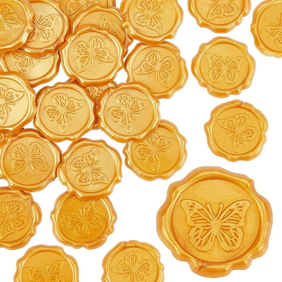 Adhesive Wax Seal Stickers 25PCS Butterfly Self- Adhesive Wax Seals Decorative Stamp Stickers Envelope Stickers for Decor Wedding Invitation Envelopes Craft Scrapbook Party Gift-Goldenrod DIY