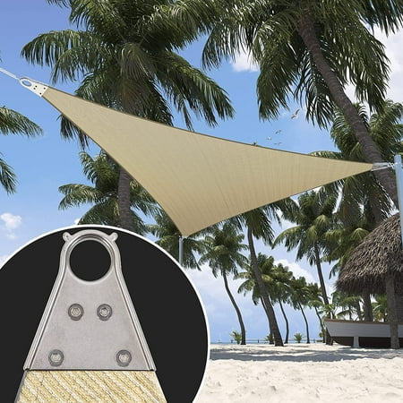 ShadeMart 26' x 26' x 26' Beige Triangle Size Super Ring Sun Shade Sail CTAWTN Canopy Awning Shades for Patio - Commercial Heavy Duty - 260 GSM - 5 Years Warranty ( We Customize Size )