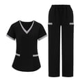 thumbnail image 2 of CHUMUD Scrubs for Women Set - Stretch V-Neck Scrub Top & Wide Leg Pants with Multi Pockets Nurse Workwear, 2 of 9