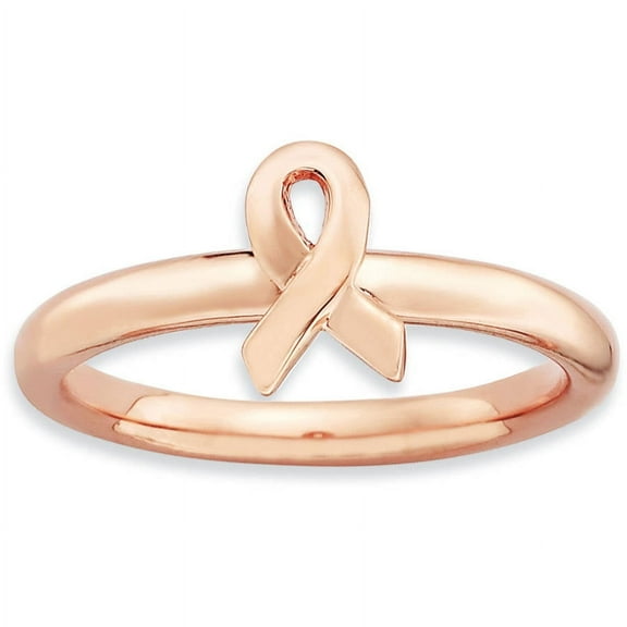Sterling Silver Rose Gold Awareness Ribbon Ring