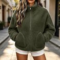 thumbnail image 5 of Enjoytime Fleece Jacket Women Stand Collar Long Sleeve Zip Up Fuzzy Outerwear Casual Soft Warm Fall Winter Coat with Pocket, 5 of 6