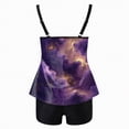 thumbnail image 5 of HCNTES Women Plus Size Tankini Swimsuit Two Piece Bathing Suit Cross Back Cutout Flowy Swim Top with Boy Shorts(XL,a80-Dark Purple), 5 of 5