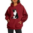 thumbnail image 1 of WEAIXIMIUNG Robe Sweat Femme Manches Courtes Imprimé Chat et Chien Décontracté à Capuche pour Détente, 1 of 5