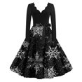thumbnail image 2 of Womens Christmas Dress 2024 Plus Size Long Sleeve Cute Snowflake Dress Holiday V Neck Vintage Dresses Glitter Xmas Tree Print Hepburn Swing Dress, 2 of 4