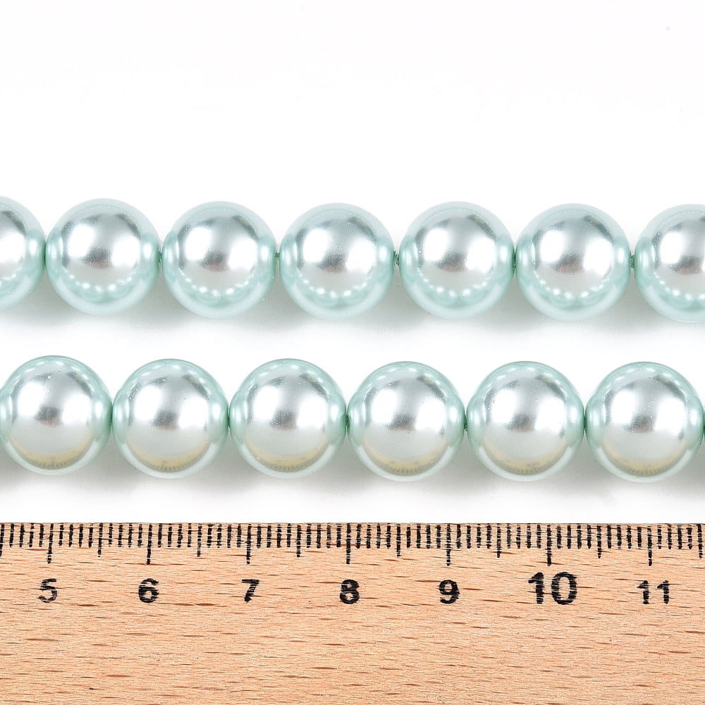 Glass Pearl Beads Strands Round Light Cyan 12mm Hole: 0.8mm 35pcs/strand 16.14''(41cm)