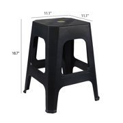 Joyeen 6-Pack Plastic Backless Square Stool, Black Plastic Stackable Classroom Stools