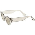 thumbnail image 3 of Bold Wide Arms Thick Frame Cat Eye Sunglasses Flat Oval Mirrored Lens 49mm (Shiny Smoke / Gold Mirror), 3 of 4