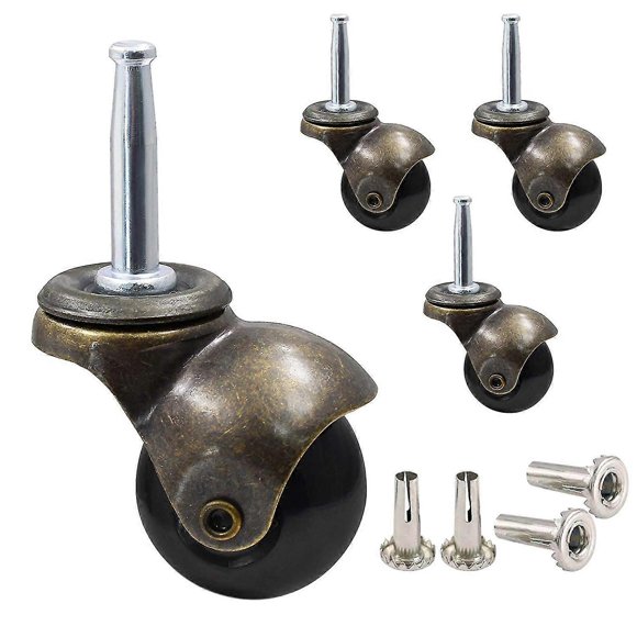 1.5Inch Ball Casters Wheels for Furniture Casters Set of 4 with 8 x 38mm Mounting Stem Sleeve Socke