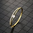 thumbnail image 3 of Z.LP Stylish Gold Bangle, Diamond - adorned Strip, 57mm Length, 13g, 3 of 8