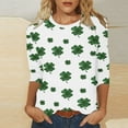 thumbnail image 2 of cfhntfmh Chemise de la Saint-Patrick pour Femmes Grande Taille Blouse Imprimée Manches 3/4 Col Rond Mode 2025, 2 of 5