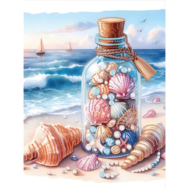 5D DIY Parcial Especial en Forma Taladro Diamante Pintura Seashell Kit 30x40cm