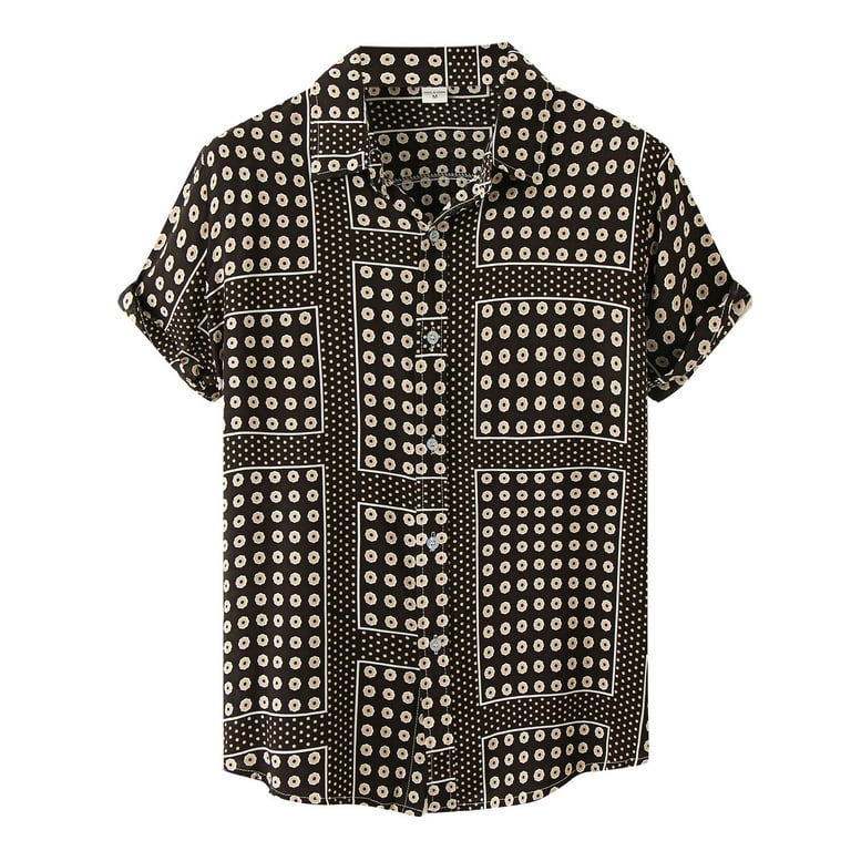 KaLI_store Workout Tops Mens Short Sleeve Button Up Shirts Linen