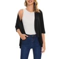 thumbnail image 3 of BadPiggies Women's Lightweight Open Front Cardigan Casual Soft Draped 3/4 Sleeve Cardigans Sweater Top (M, Black), 3 of 7