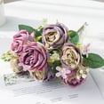 thumbnail image 1 of Jarrón de flores artificiales para decoración del hogar, accesorios para álbum de recortes de boda, caja de dulces de peonía, arreglo de ramo de rosas de seda navideña, 1 of 4