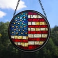 thumbnail image 2 of Classic Christmas Gift - Blue White Red National Flags USA Christmas Stained Glass Hanging Ornament - Twinkling Lights Holiday Tree Decor, Xmas Gift for Mom, Dad, Friends, Family, 2 of 3