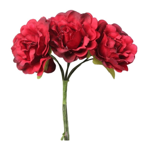 Cabezas de Flores Flores Artificiales Flores Flores Ramo Artificial para El Día de San Valentín Cumpleaños de Navidad rojo 4x8cm