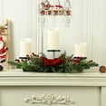 thumbnail image 4 of AuroraX Iron 3 Wick Candle Holder Tall Christmas Decorations,Artificial Wreath Decorative Tray Candle Holder with 3 Taper,Home Dining Room Bedroom Table Centerpiece Decor, 4 of 5