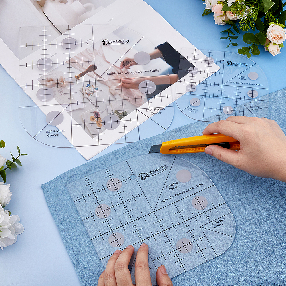 1set 3pcs 3 styles Transparent Acrylic Alignment T-Shirt Rulers Ruler Guide for Applying Vinyl and Sublimation Designs On Shirts Clear 155~254x155~254x2mm 1pc/style