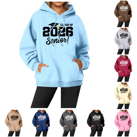 NinXxx Women's Autumn Winter Letter Print Sports Long Sleeve Hoodie Light Blue M