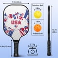 thumbnail image 4 of Pickleball Paddles Set Of 2, Fiberglass Surface, USA, Independence Day Print, 4 Balls & Bag, 4 of 5