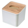 thumbnail image 2 of Square Tissue Box Cover,White Tissue Box Holder,Bamboo Facial Cube Box Cover for Storage on Bathroom Vanity, Countertop, Bedroom Dresser, 2 of 7