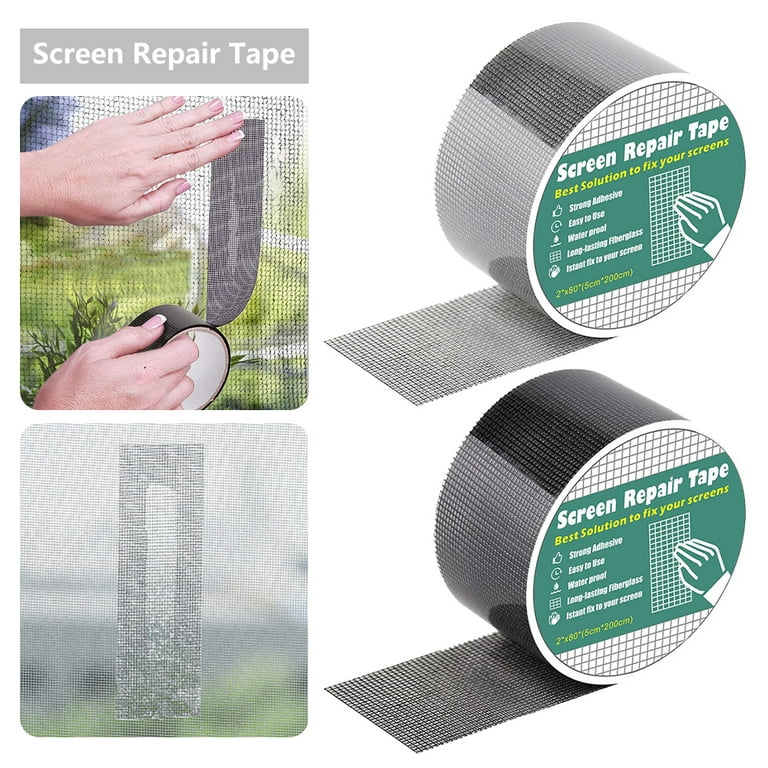 Willstar 1 Roll 2M Window Screen Repair Tape Window Screen Door Repair Kit  Fiberglass Cloth Mesh Tape for Repair Holes Tears