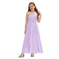 thumbnail image 2 of Manyakai Kids Flower Girls One Shoulder Ruched Chiffon Wedding Maxi Romper Evening Gown Dance Wear Lavender 8, 2 of 7