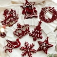 thumbnail image 2 of Christmas Pendant Flocking Sequins Elk Star Snowflake Wreath Christmas Tree Hanging Ornament for Home Christmas Party Decoration, 2 of 5